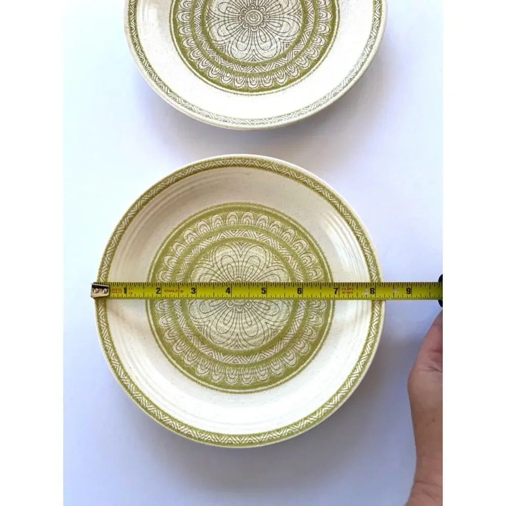 Vintage Franciscan Hacienda Green Earthenware Salad Plates Pair MCM Retro Design